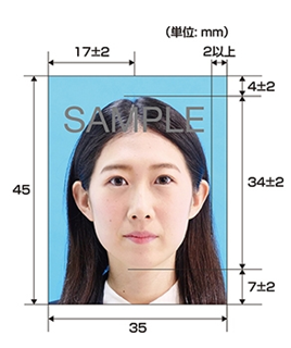 A sample for a visa application photo.
